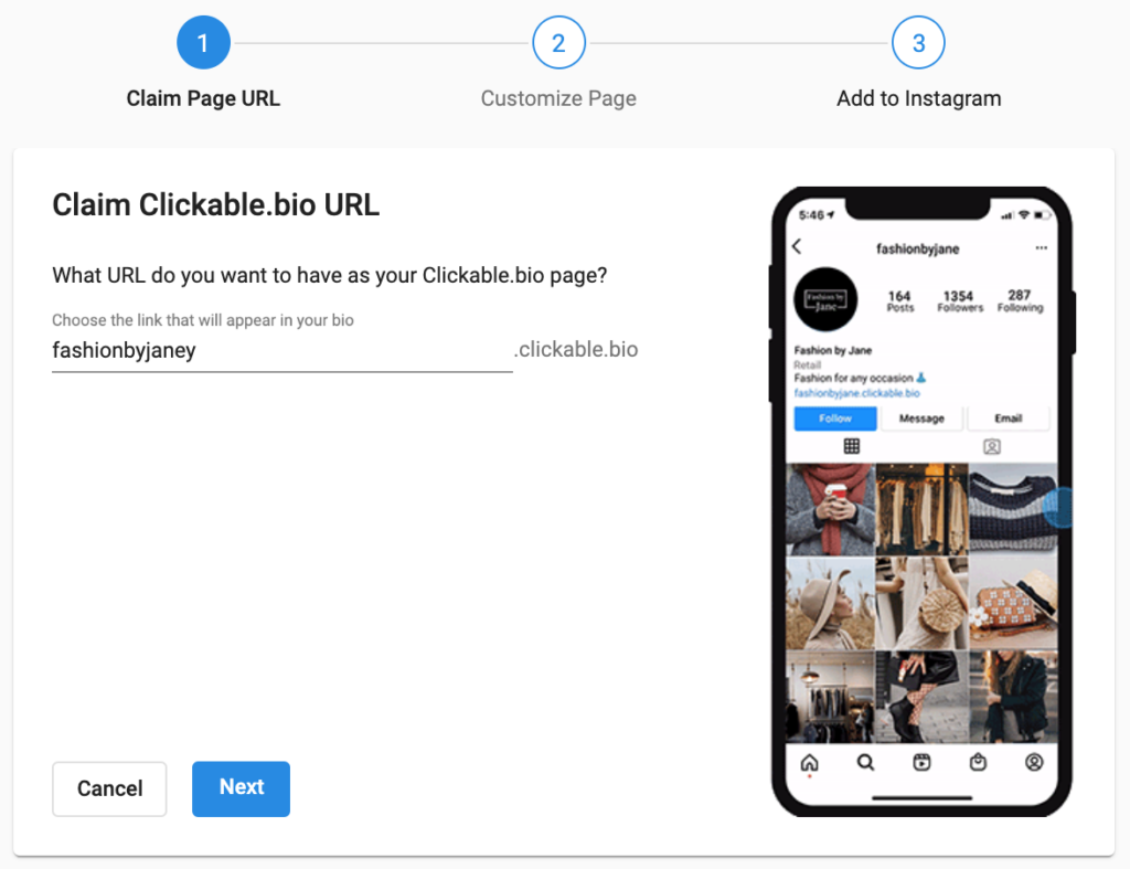 step 1 clickable.bio GREENstick Marketing in Charlotte NC